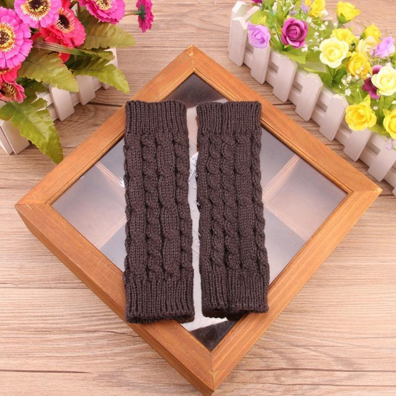 New Women Hand Warmer Autumn Winter Fashion Knitting Faux Wool Mitten Warm Fingerless Female Gloves