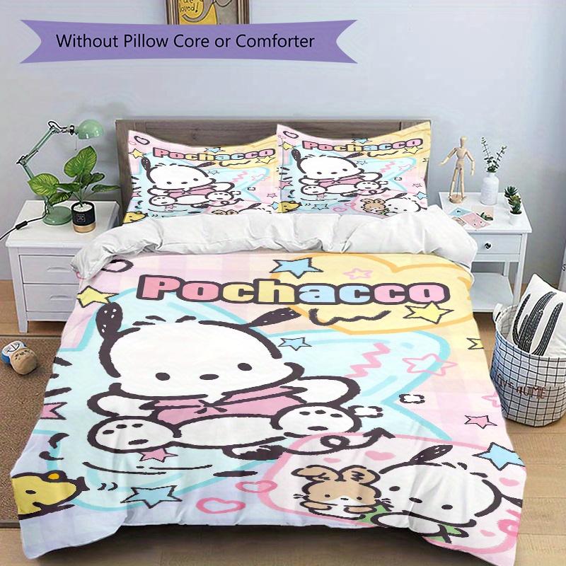 3pcs Idea POCHACCO Three-Piece Patterned Quilt Cover Set - Soft and Cozy Bedroom, Guest Room and Dorm Decorative Bedding 3-Piece Set 1 Quilt Cove