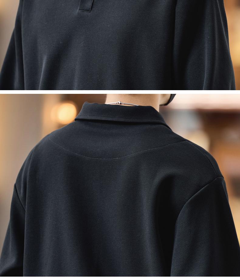 Men's 2025 Autumn Retro Polo Shirt - Trendy Long Sleeve Hoodie with Lapel and Fake Two-Piece Design