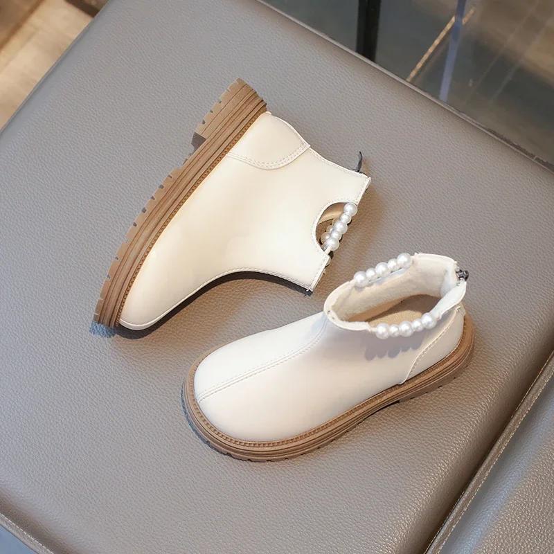 Girls' Boots Princess Causal Fashion Ankle Boots Warm Plush Winter Shoes for Children Solid Color Versatile Kids Cotton Boots