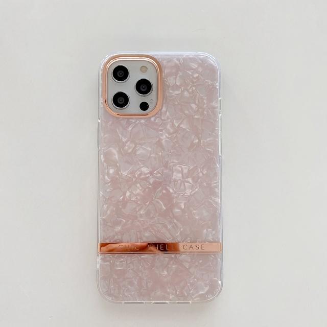 

Модный чехол для телефона с узором раковины для Iphone 14 12 11 13 Pro Max с покрытием камеры, выпуклый противоударный чехол For iPhone 13 розовый