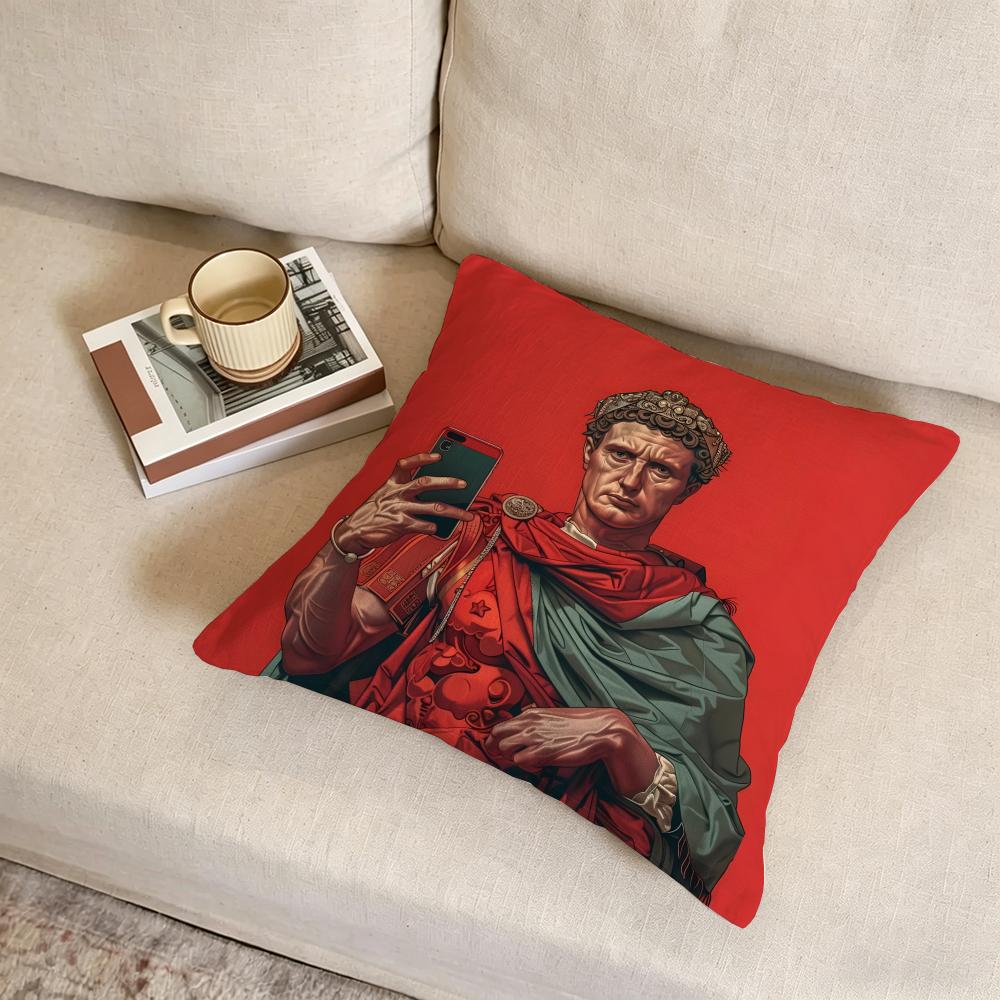 A-Ancient Roman Sculpture Art Cushion Cover Fabric Soft Furnishing,Pillowcase, Cushion Cover, Sofa Pillow, Home Decoration