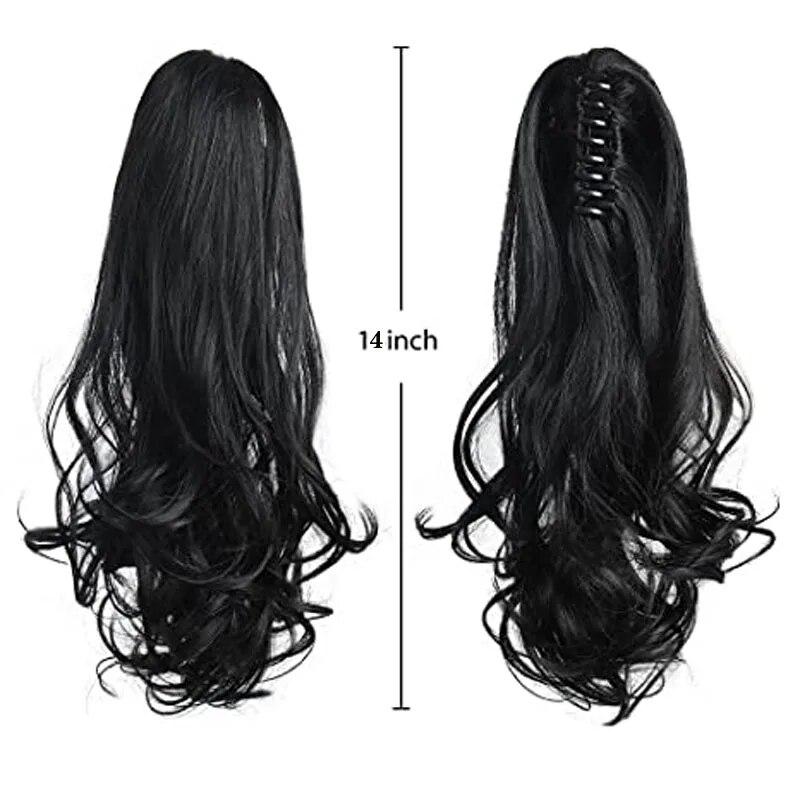 Synthetic Wavy Claw Clip In Hair Extension Pony Tail Heat Resistant Natural Wave False Hairpiece