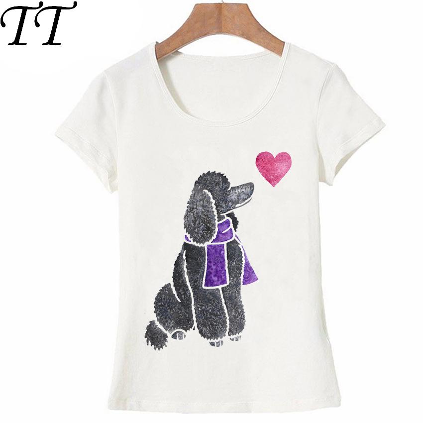 New Summer Women Tshirt Colorful Poodle Dog Watercolor TShirt Dabbing Poodle Funny maiden Tops Tees Cute Girl Short Sleeve