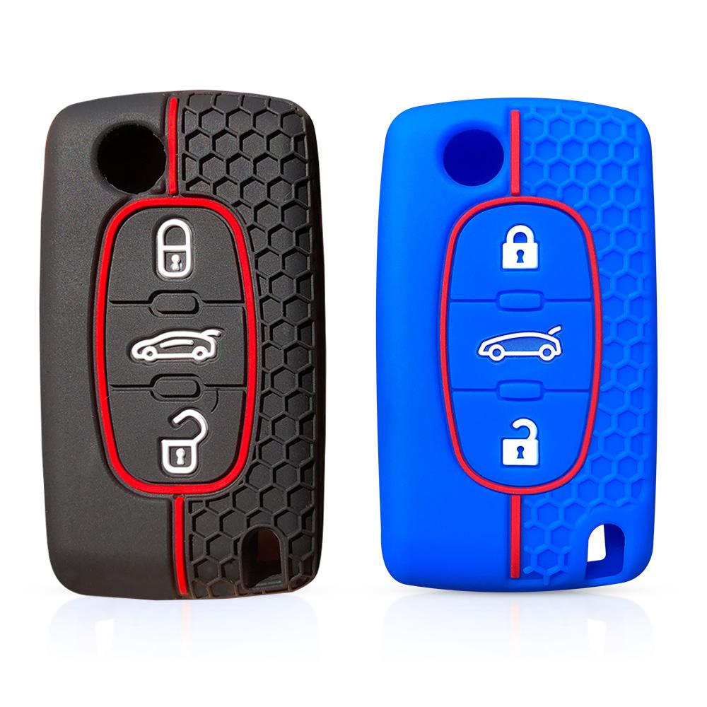 Silicone Car Key Case Remote Holder Key Cover Fob Shell For Peugeot 206 207 208 307 308 407 408 3008 Expert For Citroen C4 C5