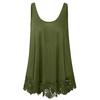 Women Vest Sleeveless Round Neck Lace Hem Solid Color Plus Size