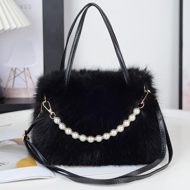 

Portable plush bag women s new fashion furry shoulder bag versatile messenger furry bag