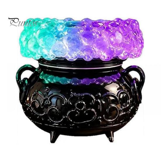Glowing Potion Brewing Prop Halloween Cauldron LED Bubble Light, Color Changing Witch Lamp, Spooky Gothic Mysterious Symbol Decor Light Up Candle