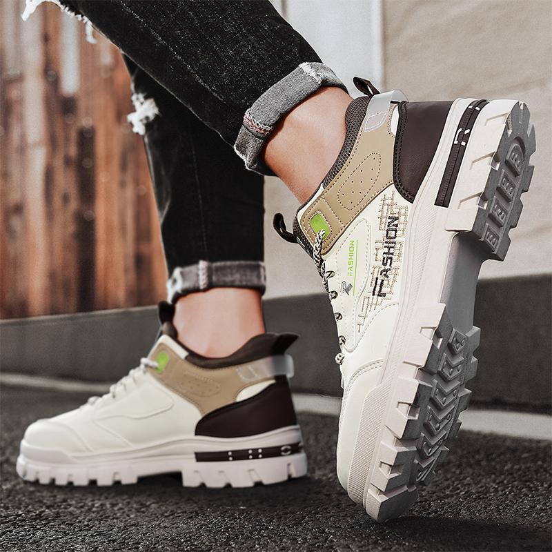 Men's workwear boots four season new anti slip soft sole comfortable labor protection shoes outdoor casual high top sports boots