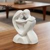 Romantic Couple Sculpture 3D Printed Hugging Heart-Shaped Sculpture, Embrace Figurine with Matte White Finish, Modern Minimalist Decor Tabletop