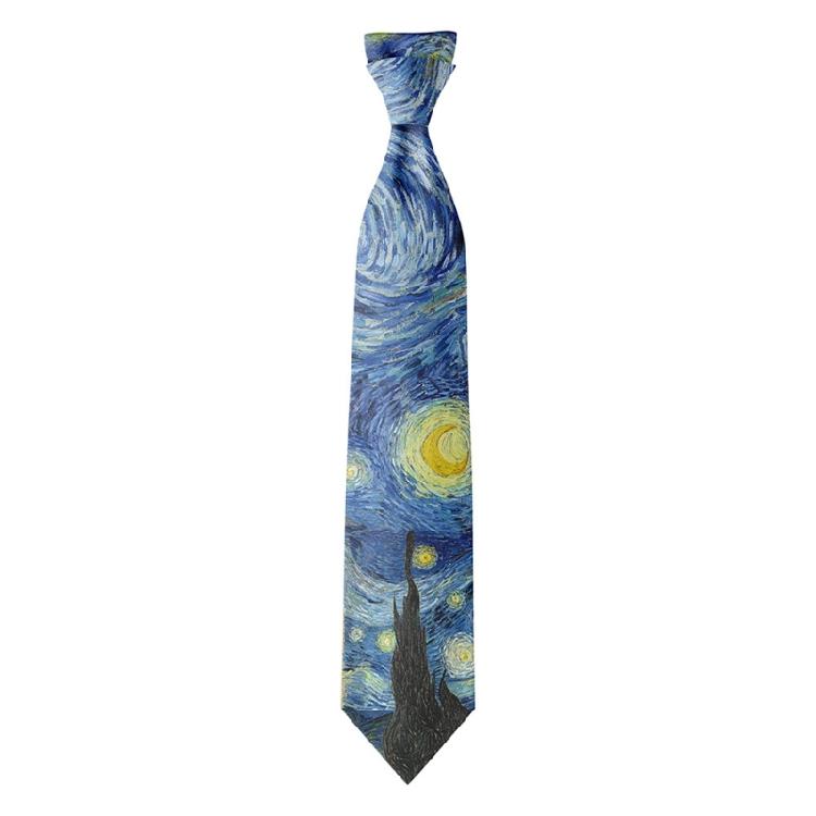 Fashionable Vintage  Oil Painting Print Tie For Men and Women Silk Fabric Comfortable Long Tie 13 Unique Patterns