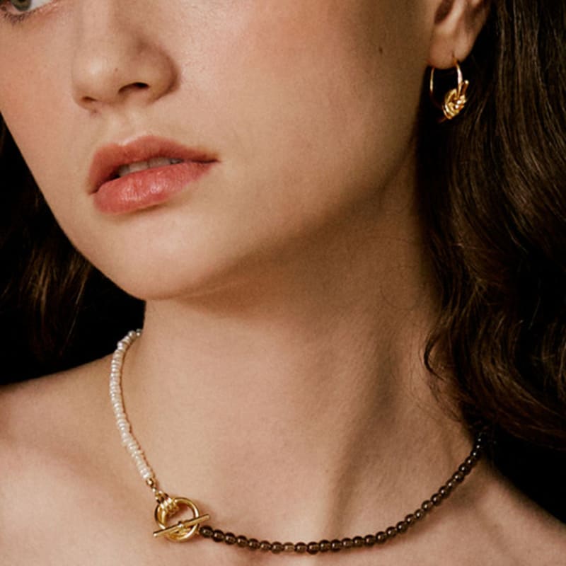 

VINTAGE HOLLYWOOD Double Ring Pearl Necklace_VH2479NE007M White