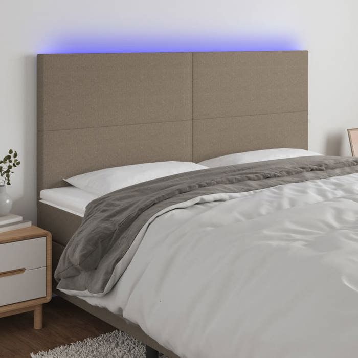 VidaXL Tête de Lit à LED Meuble de Chambre à Coucher Accessoire de Lit Double Tête de Cadre de Lit Intérieur Taupe 3122170
