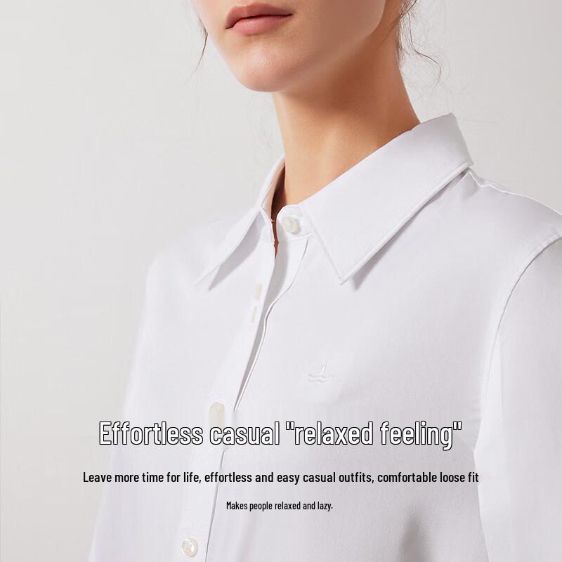 Navigare Women's Solid Long Sleeve Point Collar Shirt