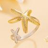 Stainless Steel Open Ring with Starfish Design - Women's Bohemian Beach Vacation Accessory