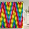1 Pc Color Stripe Shower Curtain Home Bathroom Decoration Printing Polyester Fabric Modern Simple Bath Curtains With Hooks