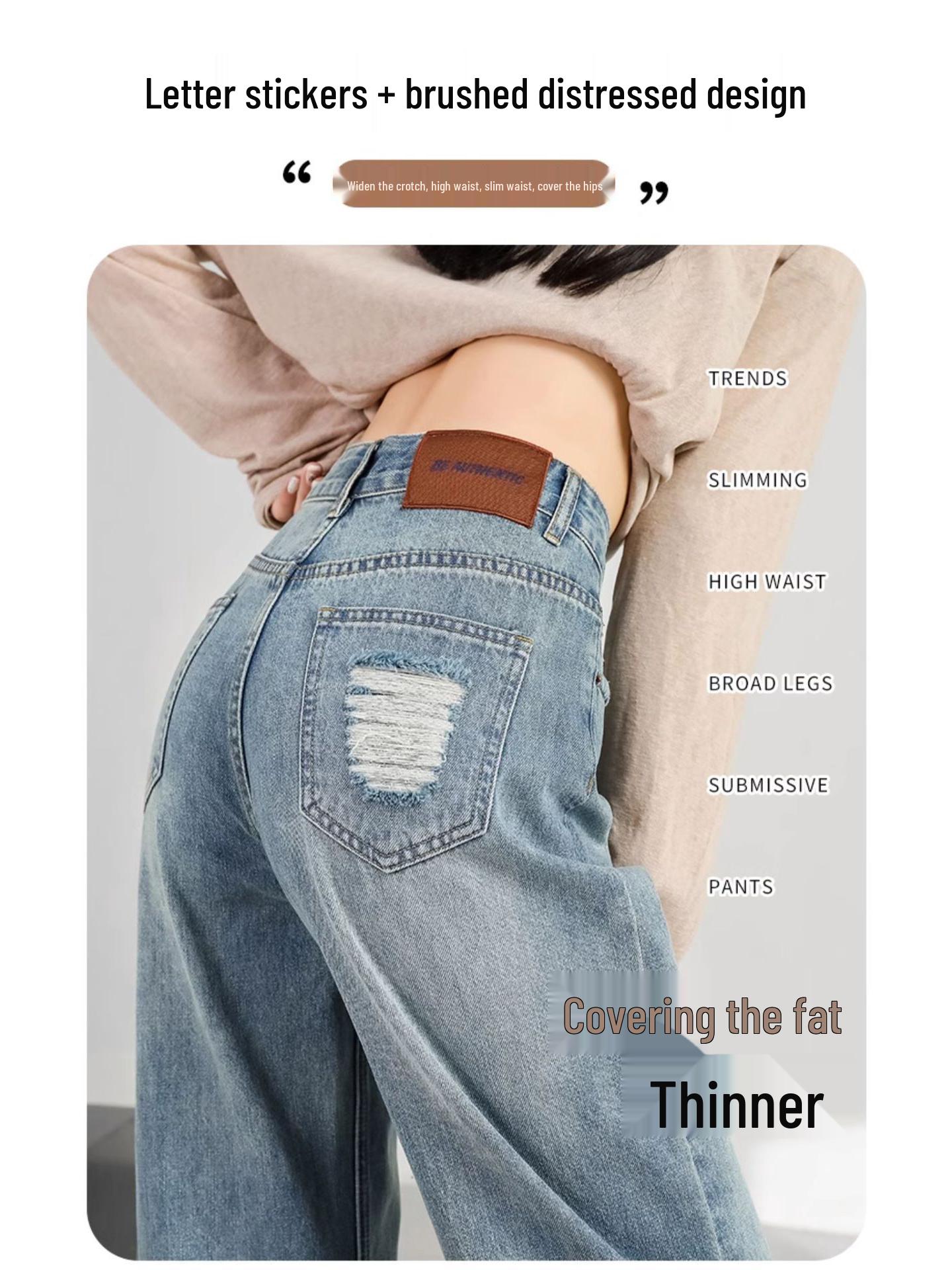 Spring Retro High-Waisted Wide-Leg Jeans: Trendy, Versatile, and Slimming XL