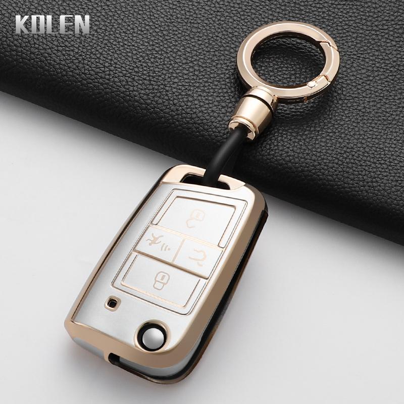 For Vw Volkswagen Golf 7 Mk7 Tiguan Mk2 For Seat Ateca Leon Fr 2 Ibiza Tpu Car Remote Key Cover Case Smart Keyless Accessories
