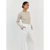 Women's Crewneck Knitted Sweater, Long Sleeve Pitted Stripe Base Layer, Solid Color Tight Autumn and Winter Top