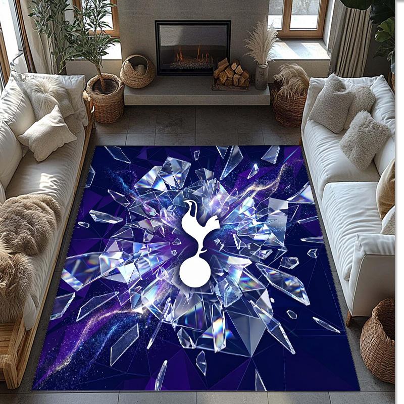 Tottenham Hotspur bedruckter Flanell-Teppich rutschfest weicher Polyester-Bodenbelag Indoor Dekorationsmatte für Schlafzimmer Wohnzimmer Sofa