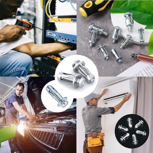 Lyyxjsltd Petal Nuts, Zinc Plated Expansion Screws, Rivets, Fixing Screws, 15-Piece Set, DIY Metal Kit, Fixing Fixtures (M6*25)