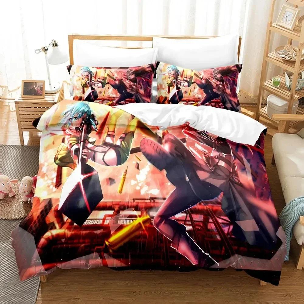 Anime Asada Shino Sword Art Online Bedding Set Duvet Cover Bed Set Quilt Cover Pillowcase Comforter King Queen Size Boys Adult