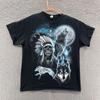 VINTAGE Wolf T Shirt Men Extra Large Black Skeleton Graphic Wolves Casual 90s