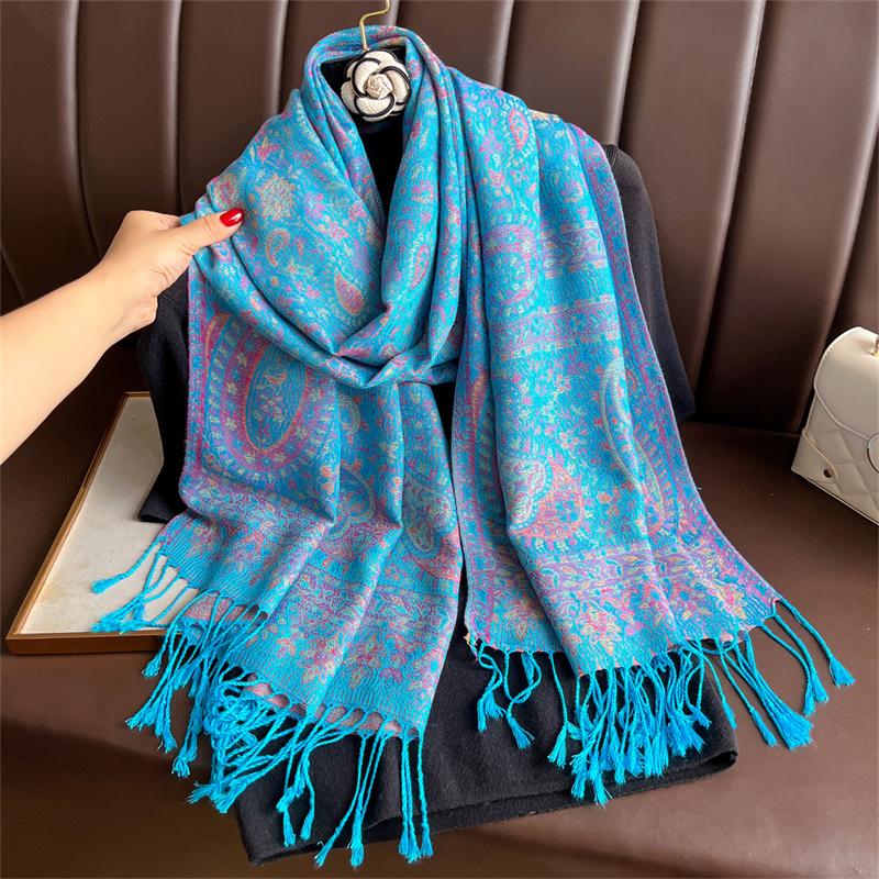 Women Paisley Scarf Cashmere Feeling Pashmina Shawls Tassel Hijab Head Wraps Femme Winter Scarves Foulard Bufanda