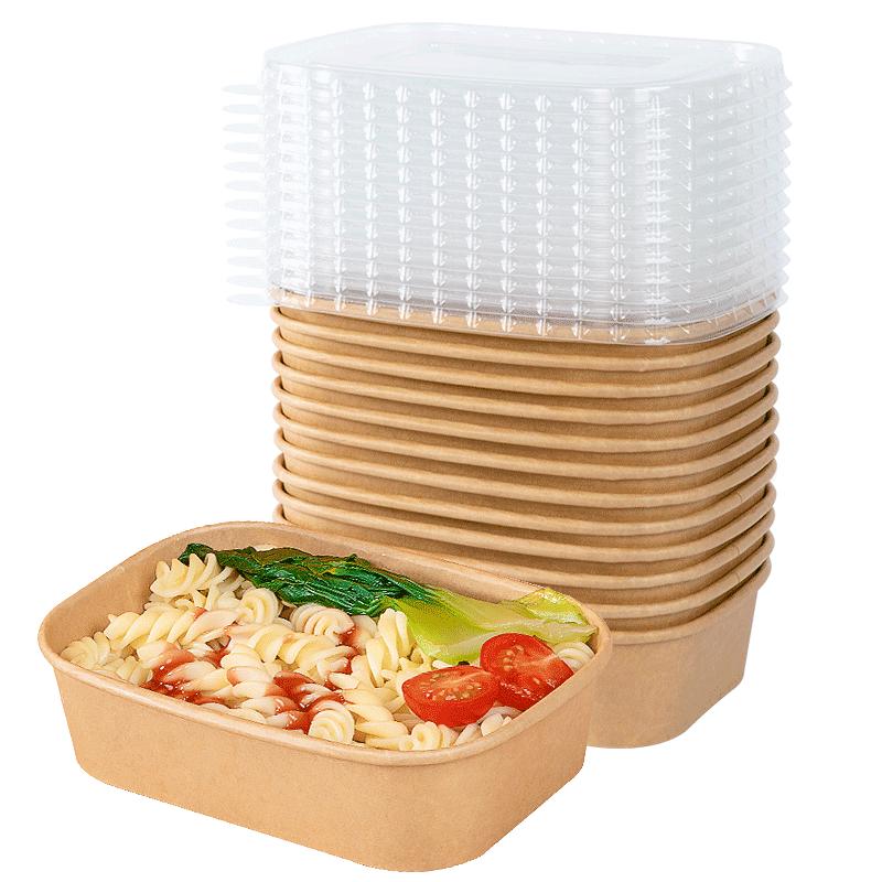 temeiju Disposable Kraft Paper Food Containers with Lids