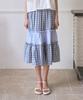 The Green Lab Vintage Tiered Check Skirt [Blue]