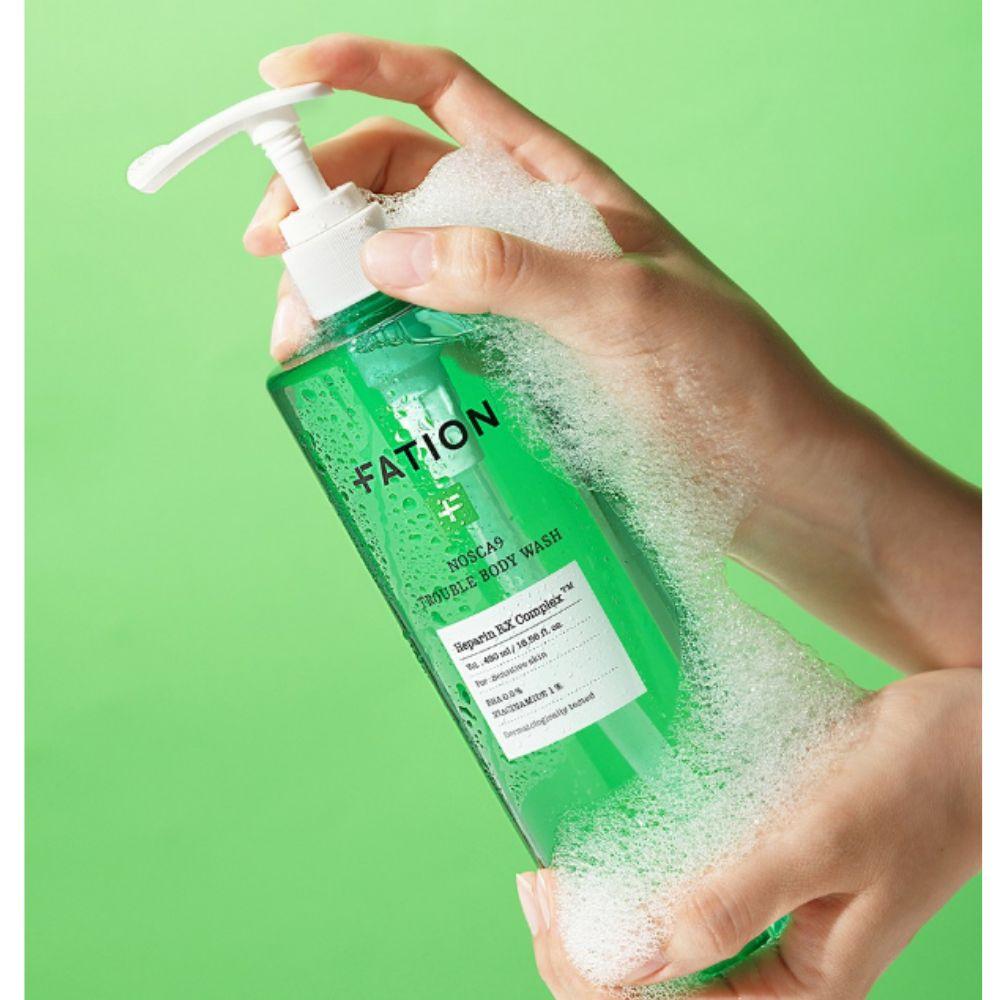 FATION Nosca9 Trouble Body Wash Mugwort 490ml [Calming] Body Cleanser for [Sensitive Skin]