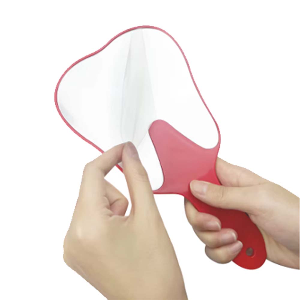 GULPOOE 1Pcs Dental Mouth Examination Mirror with Handle Cute Tooth Shaped Mirror Unbreakable Patient Hand Mirror Dentistry Gift
