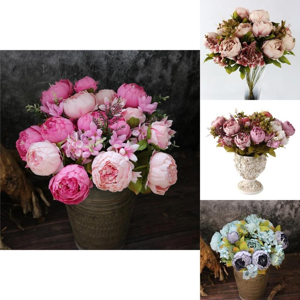 8 Heads Artificial Peony Bouquet For Lifelike Wedding Arrangements**