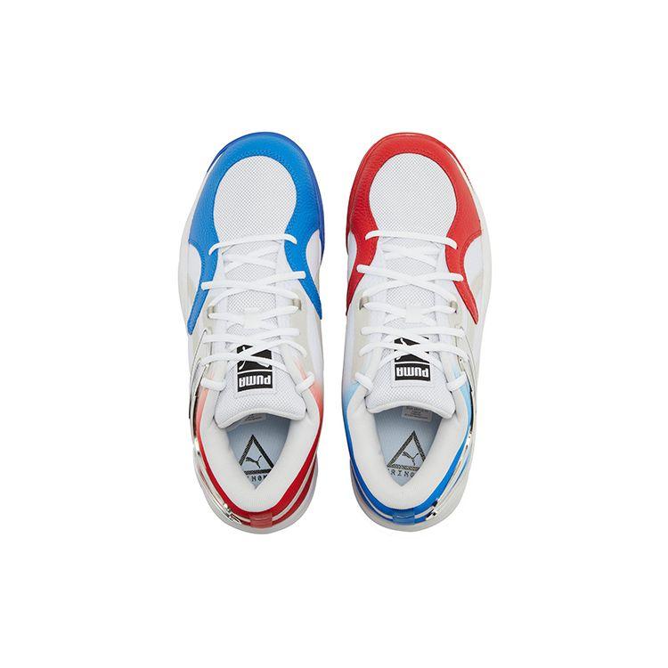 Puma Trc Blaze Court Round Toe Lace-Up Shock Absorbing Non-Slip Wear-Resistant Low-Top Basketball Shoes Unisex Sneaker White Blue Red 377278-01