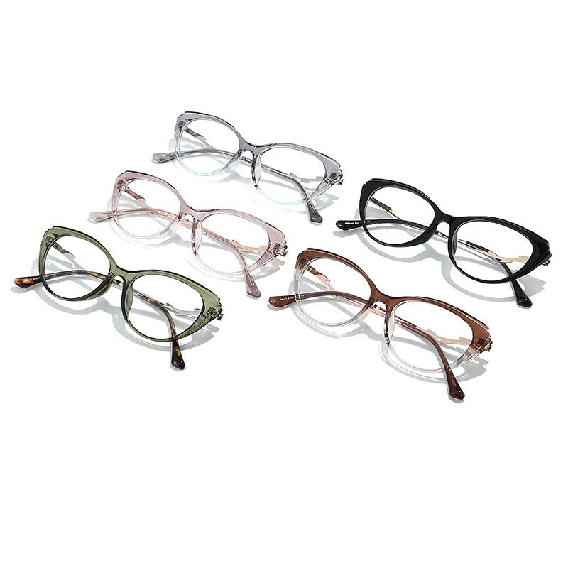 Women's Ultra-Light Tea-Colored Retro Cat-Eye TR90 Glasses Frame, Fit for Prescription, Slimming Korean Style.
