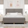 LED Boxspring Bed with Headboard Taupe 180 X 200 Cm Fabric