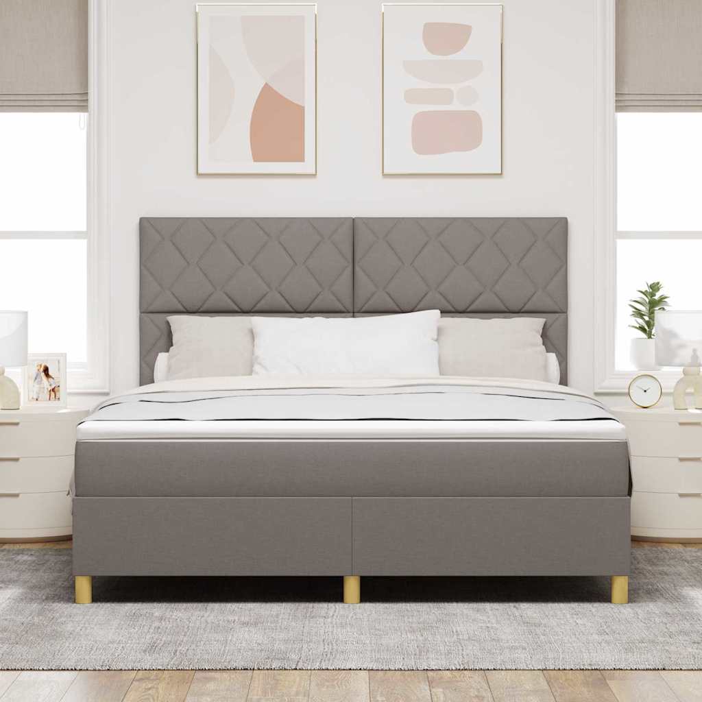 LED Boxspring Bed with Headboard Taupe 180 X 200 Cm Fabric