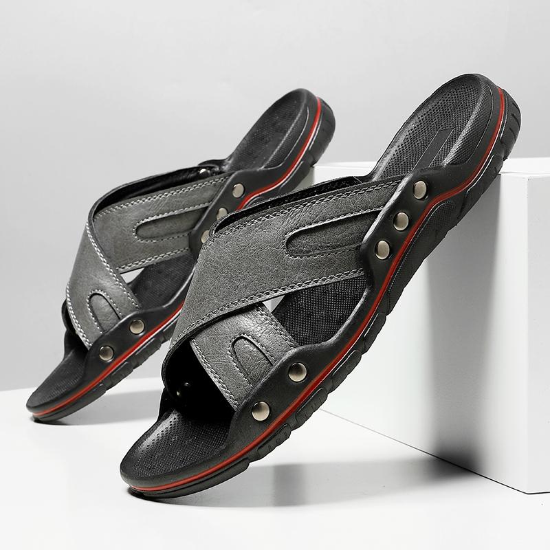 FashionLeisure Walk Outdoor Sandals Vintage Style Men Casual Wear Slippers Versatile Travel Beach Half Drag Quick Dry Wading Aqua Shoes