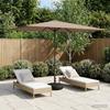 Garden Umbrella with Base 200 X 300 Cm Polyester Rectangular Taupe