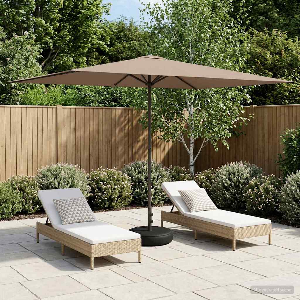 Garden Umbrella with Base 200 X 300 Cm Polyester Rectangular Taupe