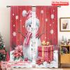 2pcs 2D Flat Printing Merry Christmas Popular Party Window Curtains Cute Snowman Christmas Gift_a Polyester Without Electricity