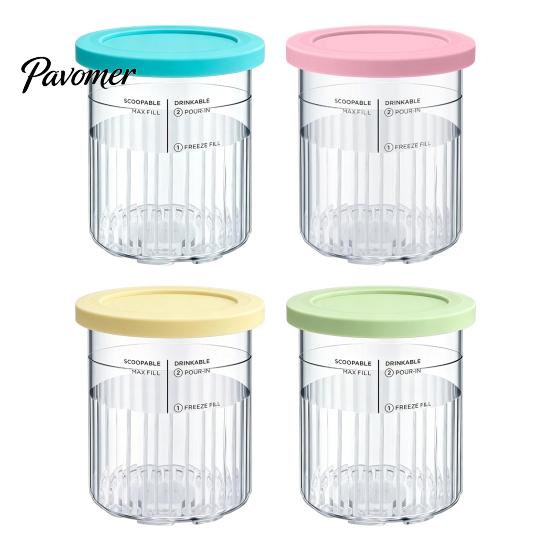 Yogurt Storage Tubs Ice Cream Pint Containers for Ninja NC500, NC500C, NC501, NC501C Series, Food Grade Kitchen Gadgets Treats Plastic Replacement Cup