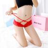 European and American large-size sexy dummy panties, lace lace-up temptation open crotch cross-dressing thong summer thin