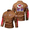 Spring and Autumn pu locomotive motorcycle leather jacket large size leather jacket NFL Super Bowl Chiefs leather jacket