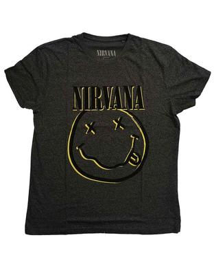 26 T-shirt Nirvana Sourire Inversé Logo du Groupe nouveau Officiel Rayé T-shirt Unisexe