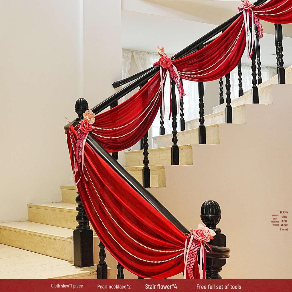 Double Happiness Wedding Stair Decor: Groom & Bride Side Pendant