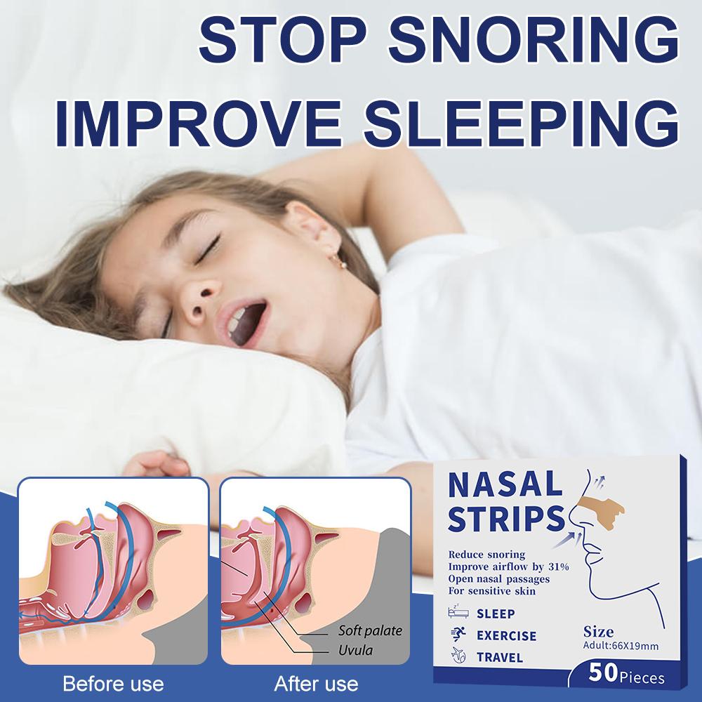 KONGDY 50Pcs Breathable Nose Strap, Anti Snoring Patch, Better Sleep, Helps Stop Snoring, Better Breathing