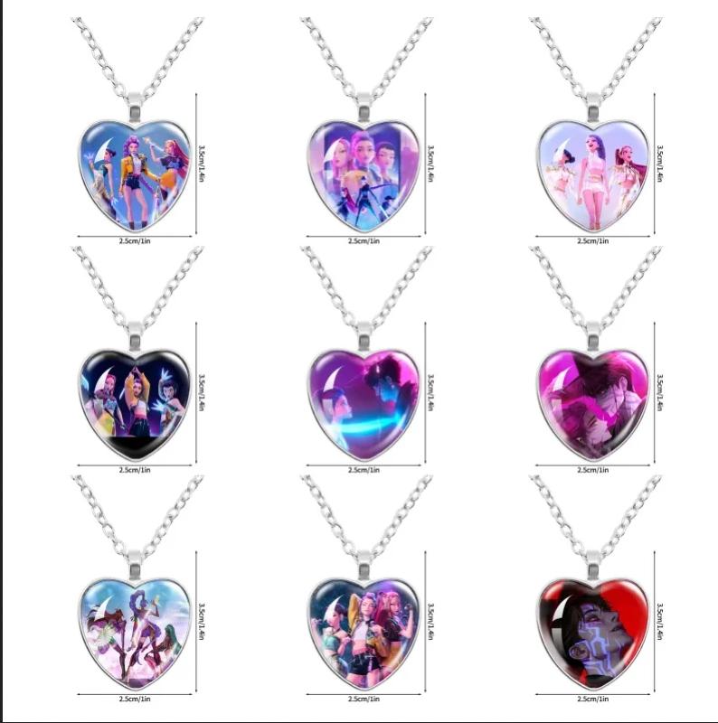 Anime Kpop Girls Necklaces Heart Shape Pendants Anime Rumi Zoey Mira Jewelry Pendant Kpop Fans Gifts