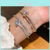 Geometric Triangular Zircon Open Cuff Bracelet With Fashionable Light Luxury Style For Women