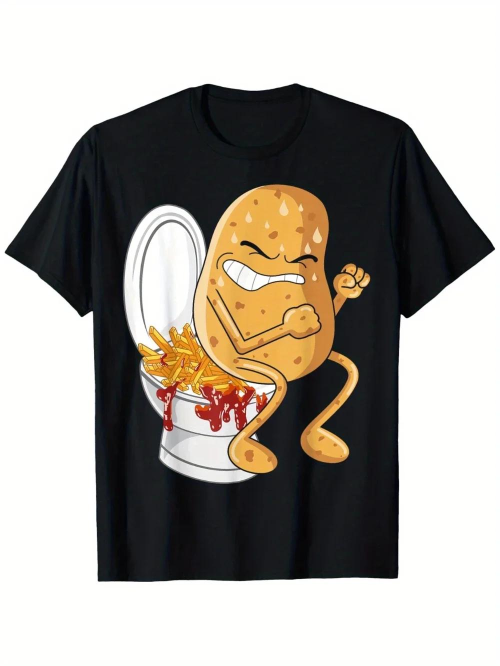 

Women s T-shirts, Fun Potato Chip Pattern T-shirts, Soft and Breathable Women s Short-sleeved Round Neck Casual Shirts Graphic 4XL